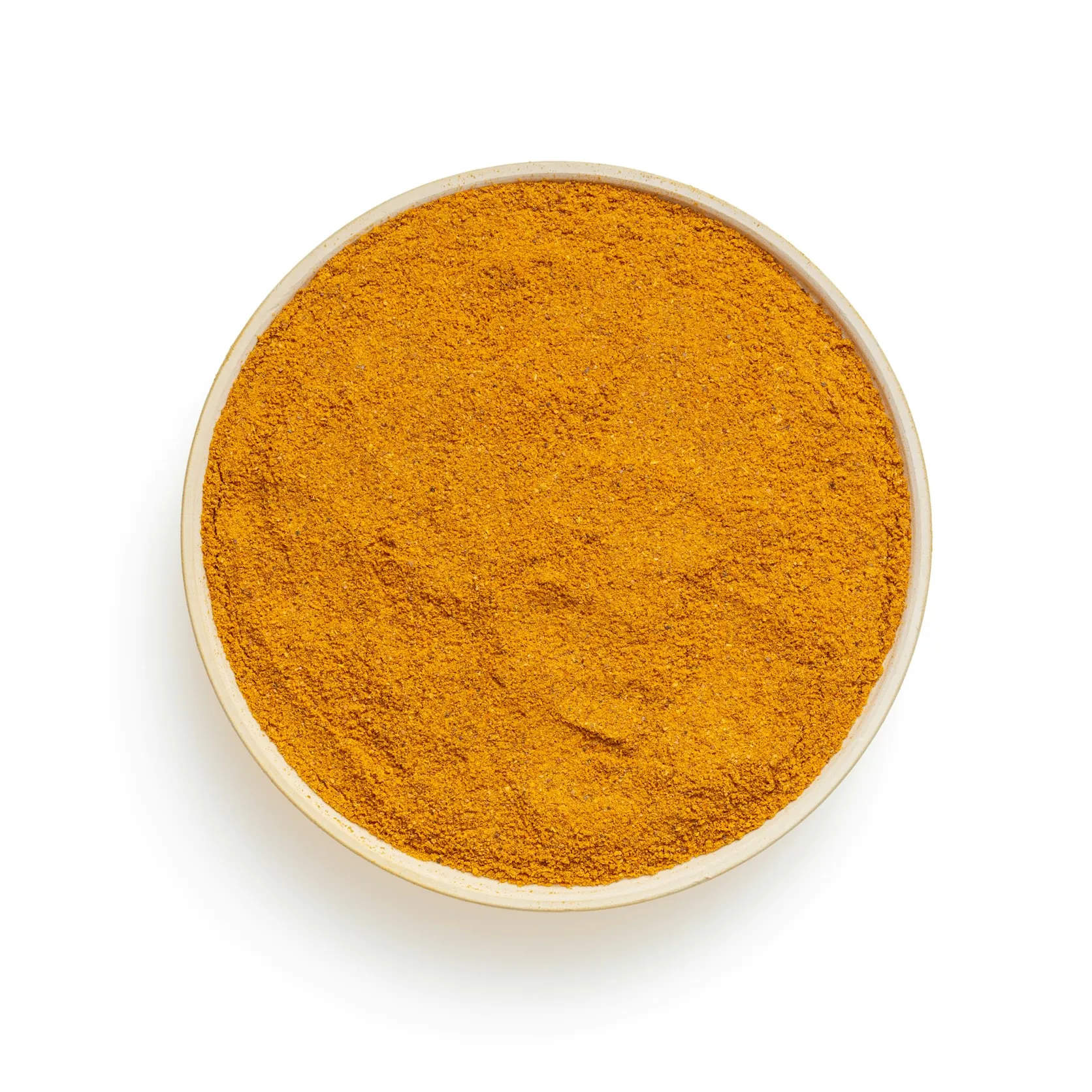 A bowl of deep-orange Lakadong turmeric powder